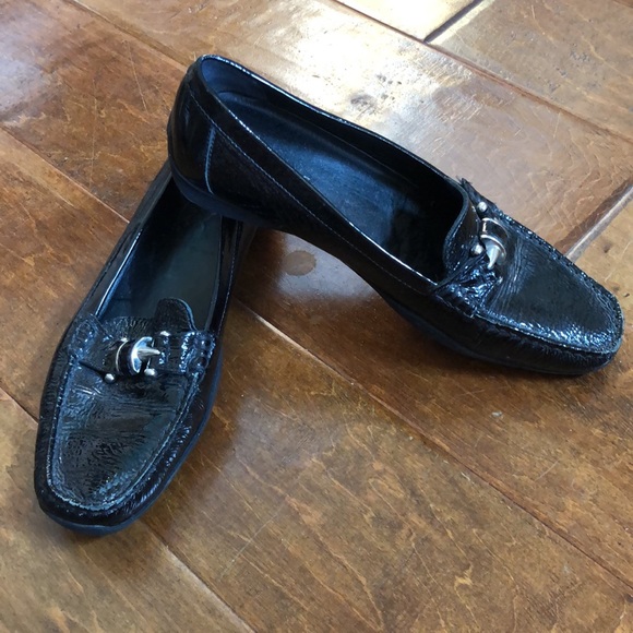 GEOX RESPIRA 8 38 Black Textured Leather Mocs Loafers Slip On Shoes - Picture 8 of 14